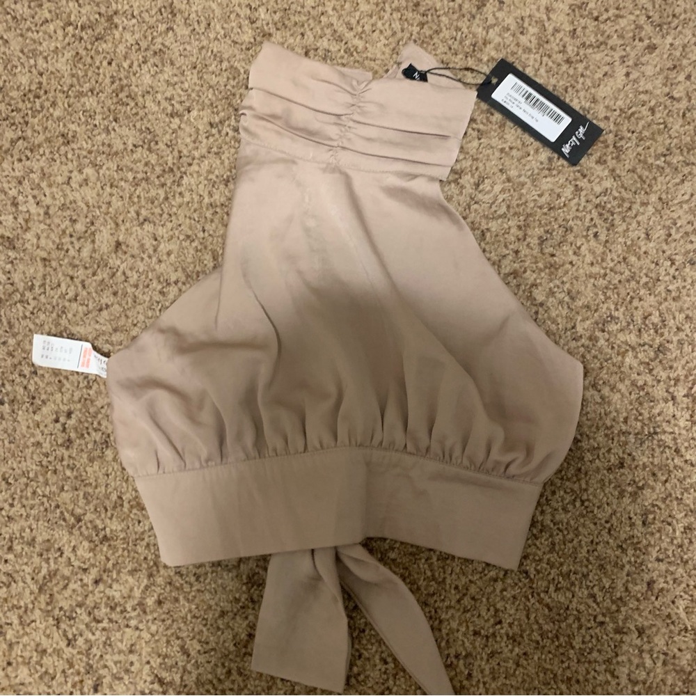 NWT Nasty Gal Silk Champagne Cropped Halter